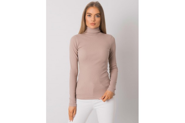 Pull en maille à col roulé - beige foncé