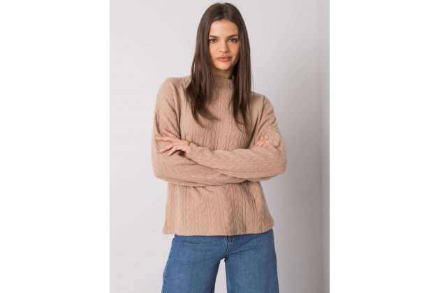 Pull en maille torsadée - beige foncé