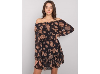 Robe courte femme à imprimé - camel