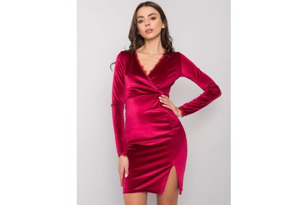 Robe moulante en velours - bordeaux