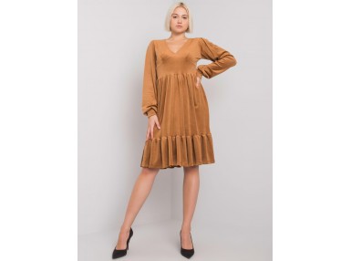 Robe courte en velours - camel