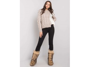 Pull en maille torsadée - beige foncé