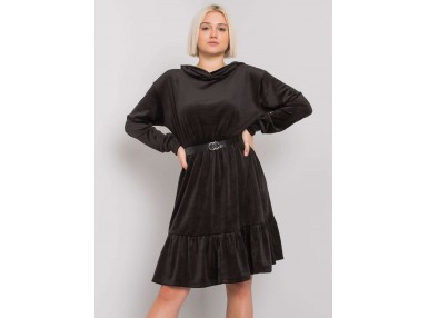 Robe courte en velours à manches longues - noire