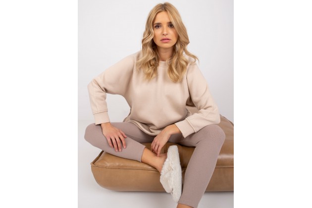 Sweat long en coton - beige
