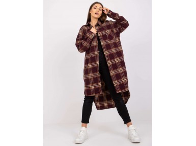 Chemise boutonnée à carreaux - bordeaux
