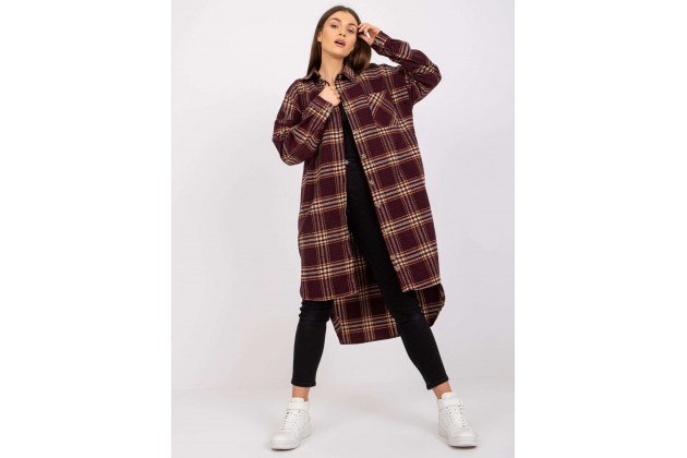 Chemise boutonnée à carreaux - bordeaux
