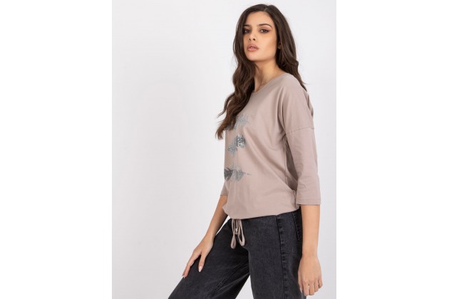 T-shirt femme imprimé - beige foncé