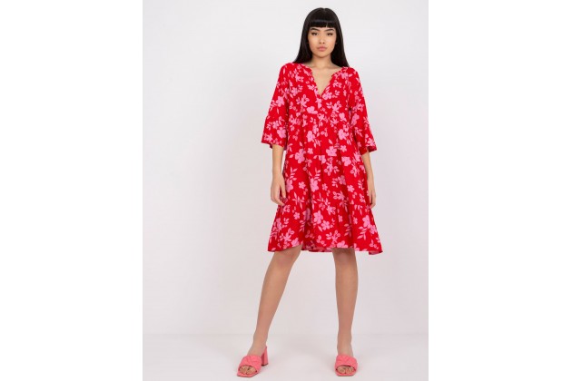 Robe courte femme à imprimé - rouge
