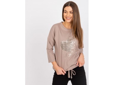 T-shirt femme imprimé - beige foncé