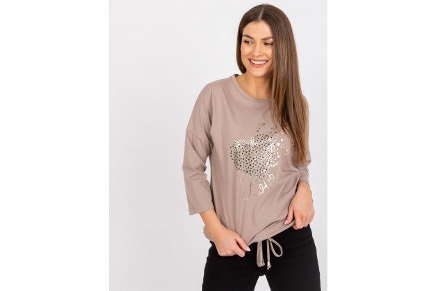 T-shirt femme imprimé - beige foncé