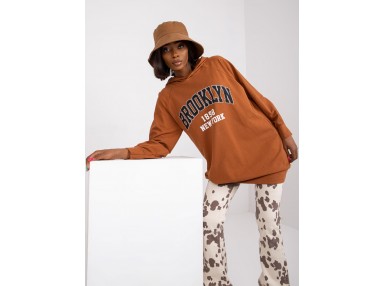 Sweat-shirt avec inscription - marron clair