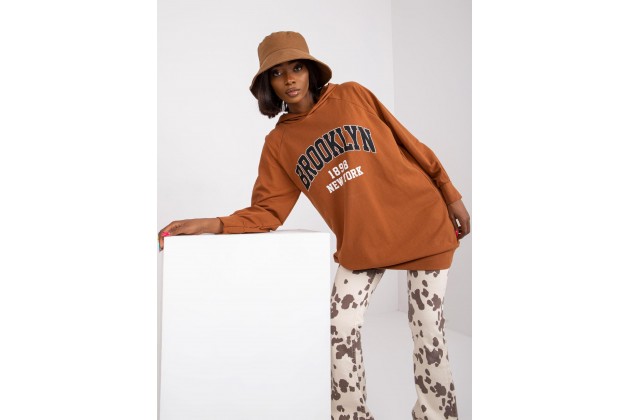 Sweat-shirt avec inscription - marron clair