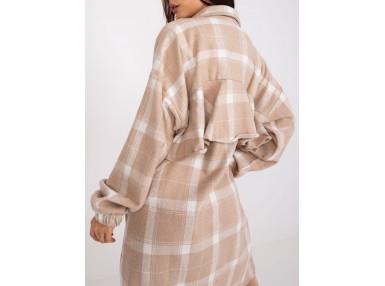 Chemise boutonnée à carreaux - beige