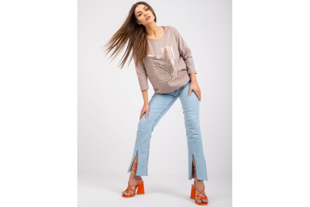 T-shirt femme imprimé - beige foncé