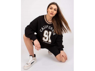 Sweat-shirt à encolure ronde et imprimé - noire