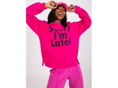 Sweat-shirt avec inscription - fuchsia