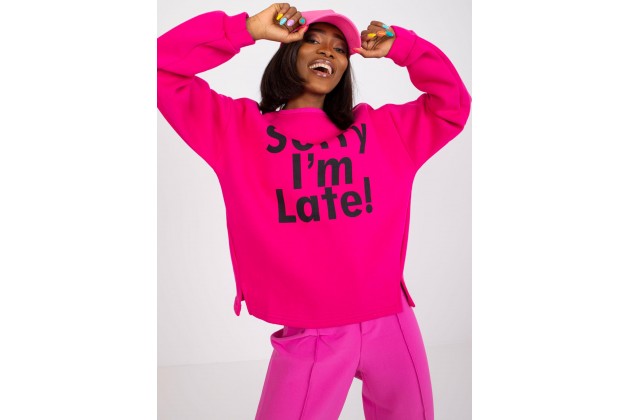 Sweat-shirt avec inscription - fuchsia