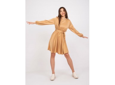 Robe courte à manches longues - camel