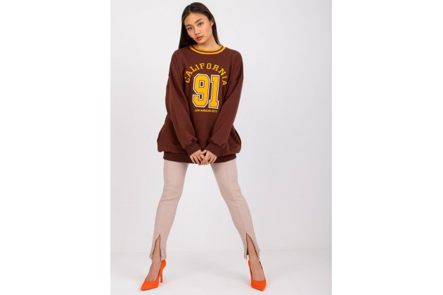 Sweat-shirt à encolure ronde et imprimé - marron foncé