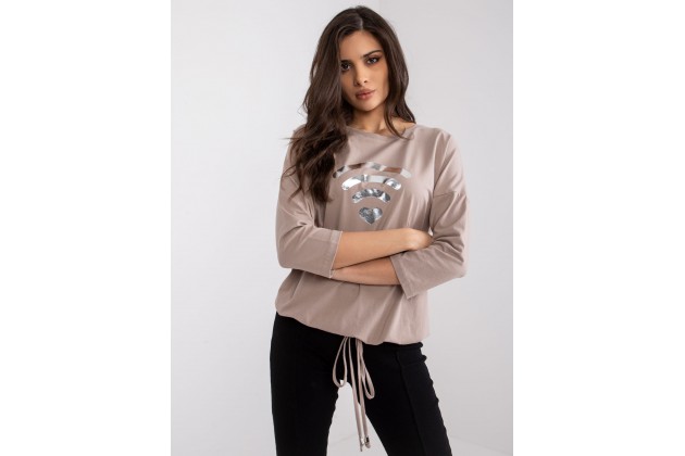 T-shirt femme imprimé - beige foncé