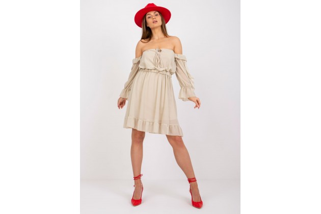 Robe courte avec épaules nues - beige