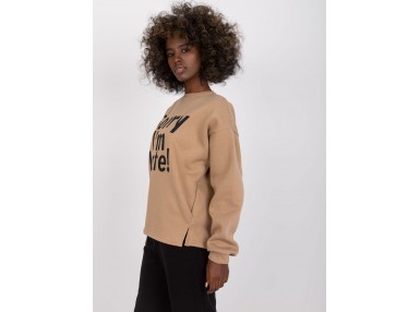 Sweat-shirt avec inscription - beige foncé