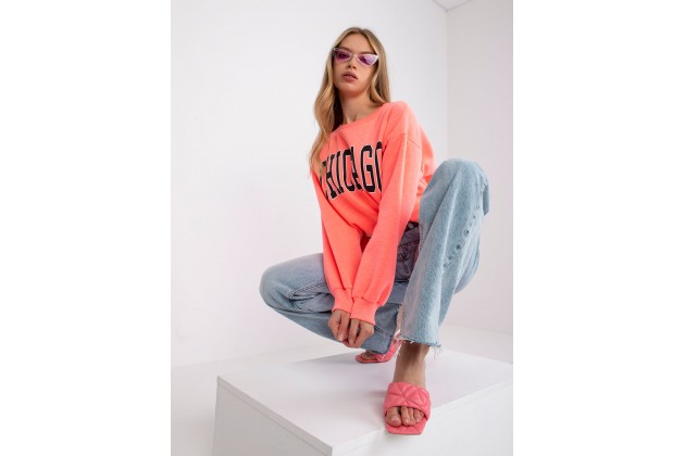 Sweat-shirt avec inscription - fluo rose
