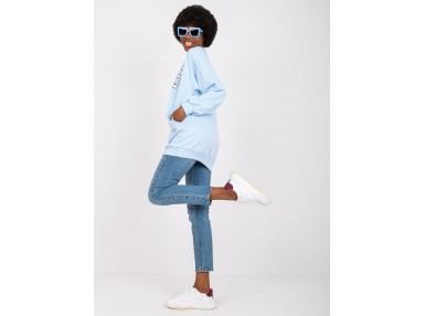 Sweat -shirt à encolure ronde et imprimé - bleu clair