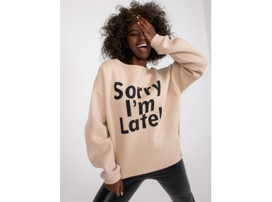 Sweat-shirt avec inscription - beige
