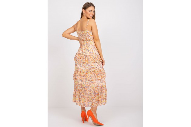 Robe longue femme à imprimé - orange vif