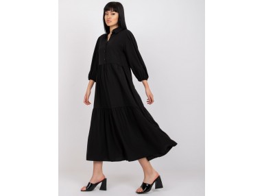 Robe longue en coton - noire