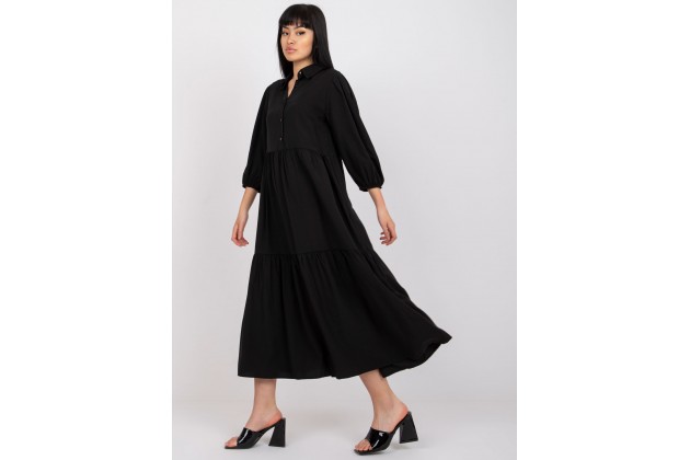 Robe longue en coton - noire