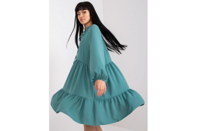 Robe courte en coton à volants - de mer