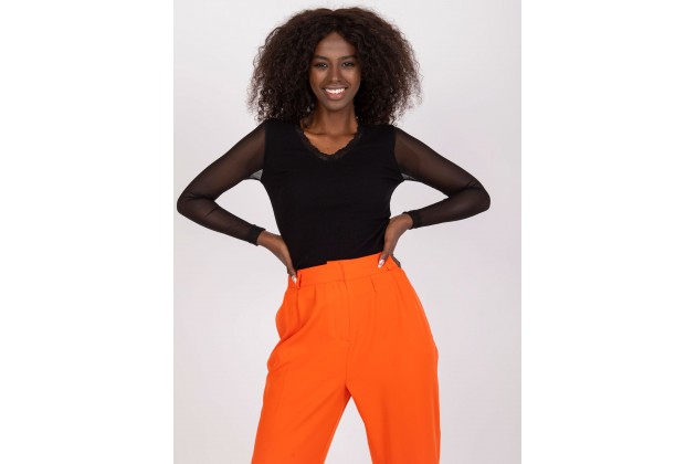T-shirt à manches en tulle - noire