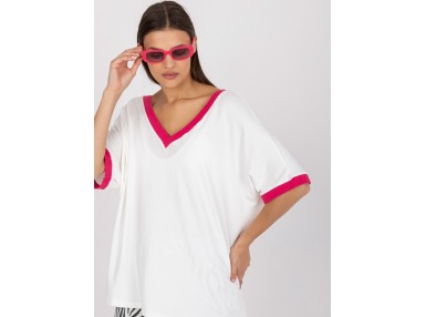 T-shirt oversize - blanc et rose