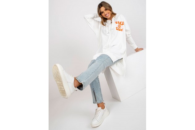 Sweat à capuche décontracté avec fermeture -blanc