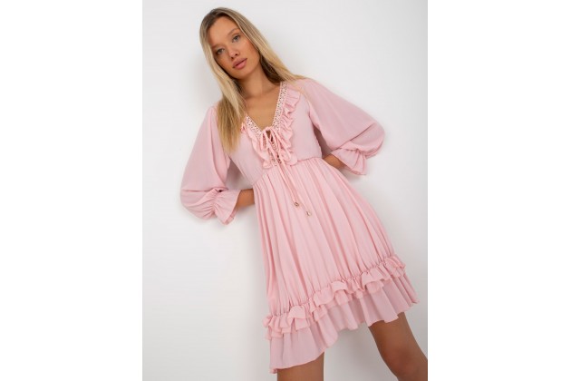  Robe courte à volants - rose clair