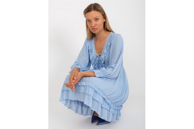 Robe courte à volants - bleu clair