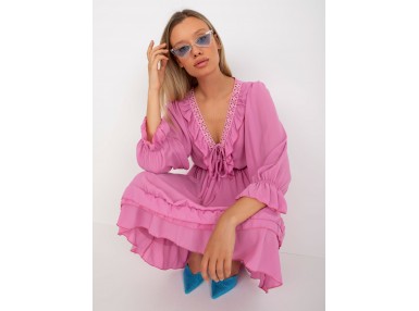  Robe courte à volants - rose