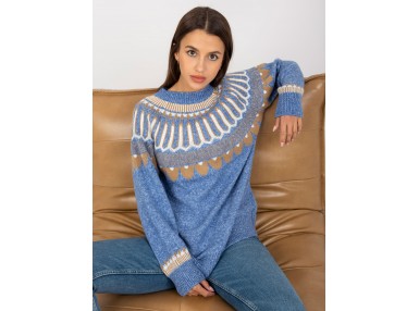 Pull à motif jacquard - bleu