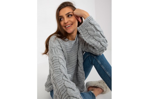 Pull en maille torsadée - gris
