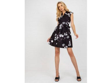 Robe courte portefeuille à imprimé - noire