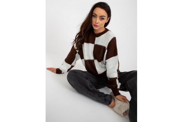 Pull - blanc et marron