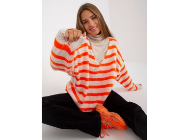 Pull rayée - orange