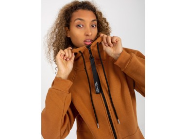 Sweat à capuche décontracté avec fermeture - marron clair