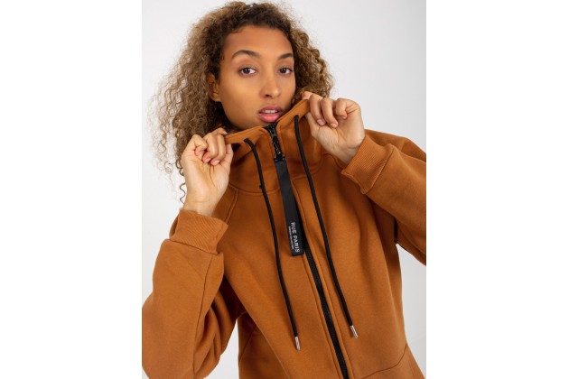 Sweat à capuche décontracté avec fermeture - marron clair