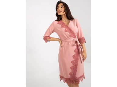 Robe d'été avec bordure en dentelle - rose foncé