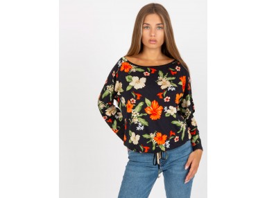 Sweat-shirt col rond - noir et rouge