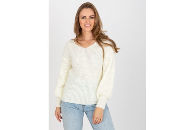 Pull col V - écru