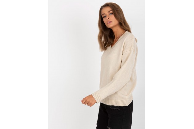 Pull col V - beige